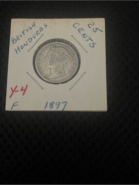 1897 British Honduras 25 cent coin .925 Silver (MM00287)